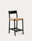 Yalia stool with backrest in solid oak wood with black finish and rope seat, 65 cm, FSC Mix Credit