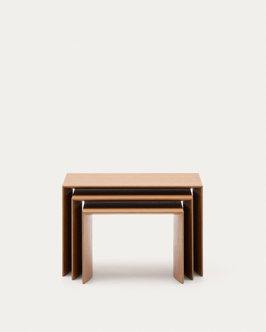 Litto set of 3 oak veneer nesting tables FSC Mix Credit 60 x 40 / 51 x 36 / 42 x 31 cm