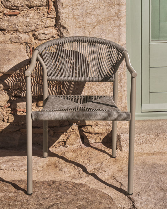 Livadia stackable outdoor chair in taupe aluminium