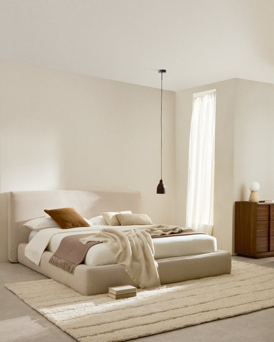 Ecru Blok bed with removable covers for 180 x 200 cm mattress FSC Mix Credit