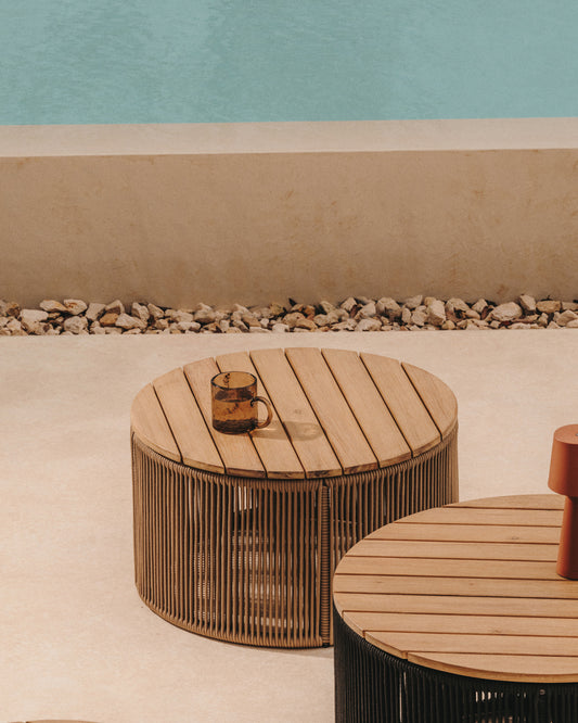 단다라 아웃도어 FSC인증 아카시아 목재 코드 소파 테이블 (베이지/Ø60cm)