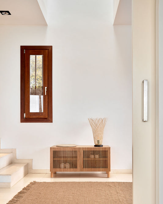 Beyla 2-door shoe rack in solid ash wood and oak veneer 98.5 cm FSC 100%