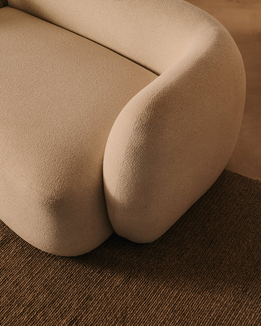 Martina ecru chenille 2-seater modular sofa with left chaise longue 230cm