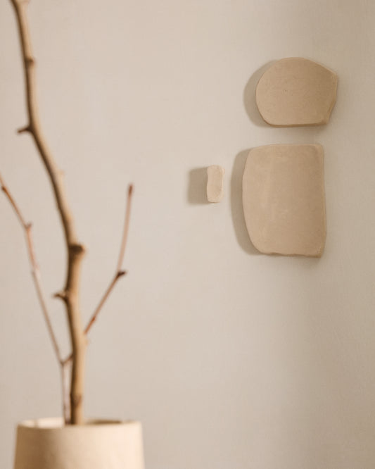 Set of 3 Siluna square wall panels in white papier-mâché