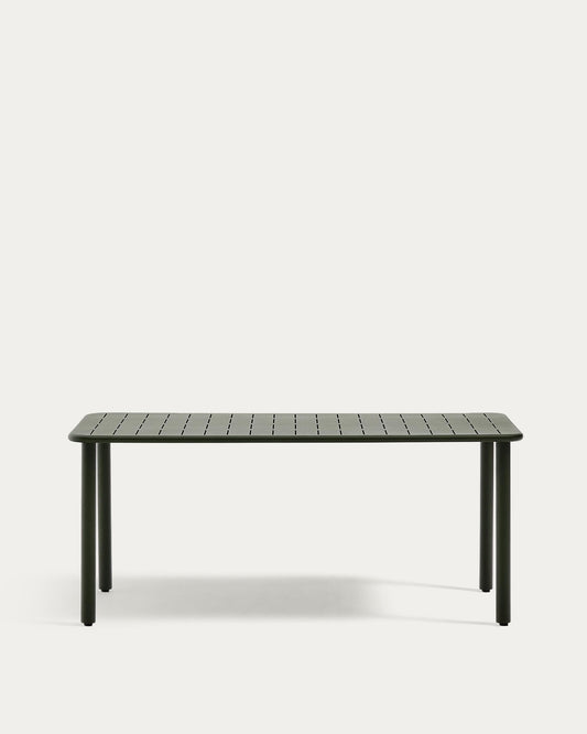 Brai outdoor table in green galvanised steel 180 x 90cm