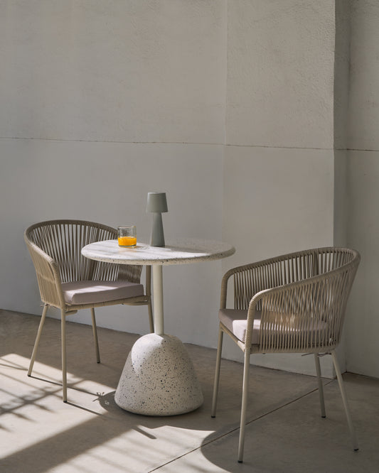 Saura Table in white terrazzo with a white terrazzo top, 75 x Ø70