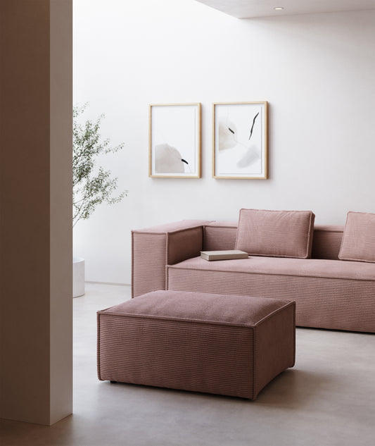 Blok footrest in pink thick corduroy 90 x 74cm FSC Mix Credit