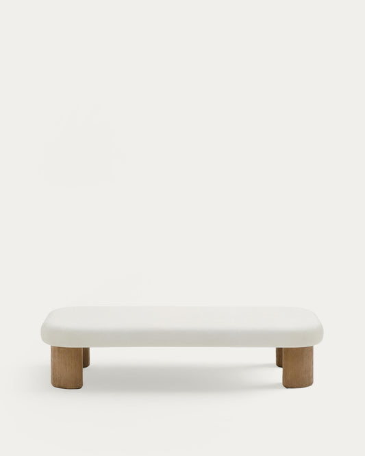 Labra coffee table in cement and acacia wood 140 x 70cm