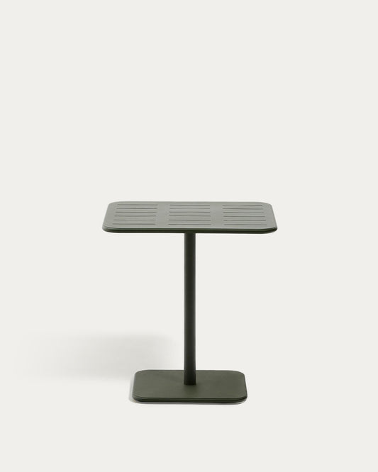 Brai outdoor table in green galvanised steel 70 x 70cm