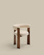 Granite 3-legged chair in beige chenille and with solid ash wood in a walnut finish FSC 100%