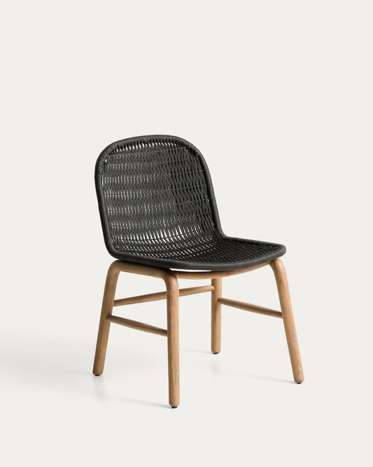 Alipa chair in FSC 100% solid acacia wood and dark grey rope cord