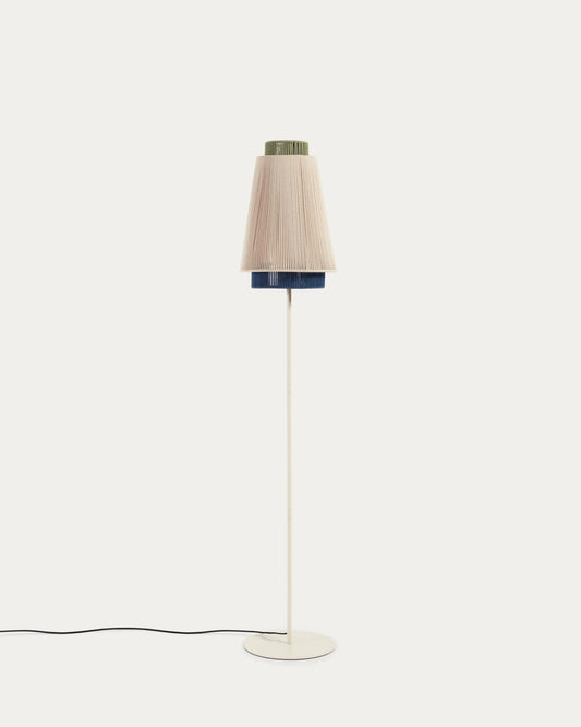 Yuvia cotton floor lamp with a beige and blue finish