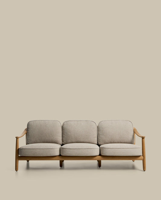 Elunda 3-seater outdoor sofa in solid teak wood FSC 100% 215cm