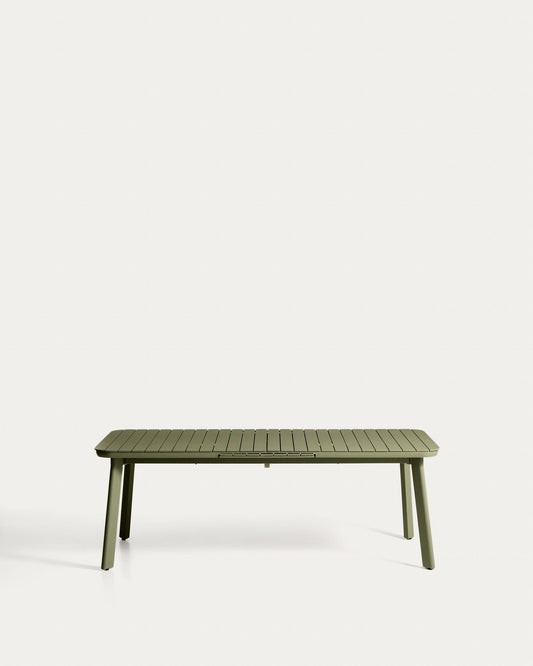 Izola extendable outdoor table in aluminium with green finish 220 (280) x 100cm