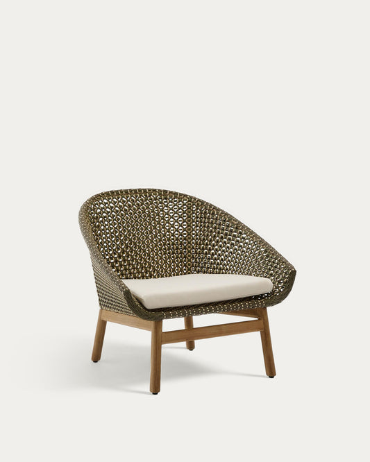 Olbia armchair made of synthetic rattan and FSC 100% solid teak wood