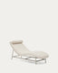 Osla chaise longue in beige chenille with brushed stainless steel legs FSC 100% 175 cm