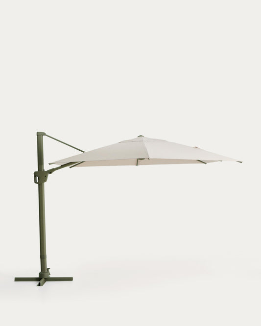 놀리 캔틸레버형 파라솔 베이지/그린 알루미늄 프레임  300 × 420 cm