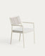 Argasi stackable outdoor chair in ecru aluminium and grey synthetic rope cord