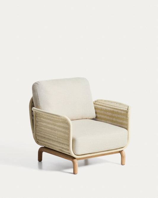 Alipa armchair in FSC 100% solid acacia wood and ecru rope cord
