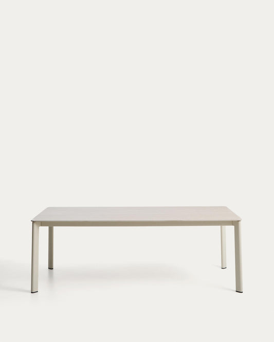 Anafi table in sintered stone and ecru aluminium 220 x 100 cm