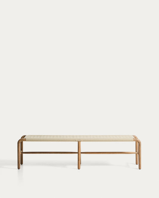 Alipa bench in FSC 100% solid acacia wood and ecru rope cord 200 cm