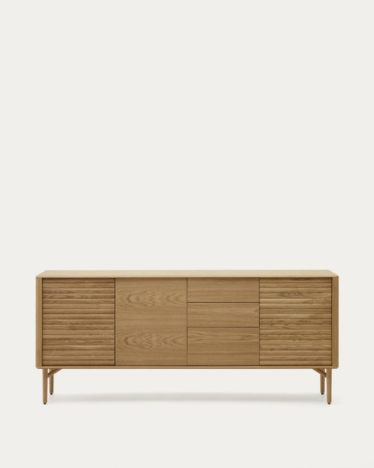 Lenon oak wood and veneer sideboard with 3 doors & 3 drawers, 200 x 86 cm FSC MIX Credit