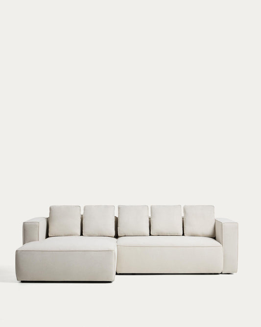 Marela beige chenille 3-seater sofa bed with left chaise longue 276cm FSC Mix Credit