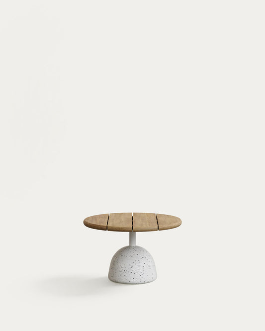 Saura coffee table with white terrazzo and natural acacia top, 32 x Ø55 cm FSC 100%