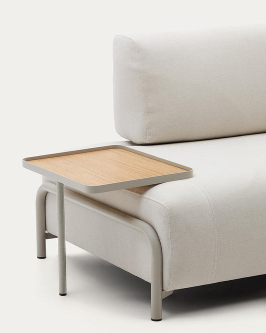 Large Compo tray in oak veneer with natural finish and beige metal structure