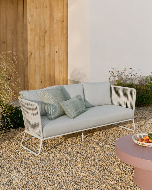 Saconca outdoor 3-seater sofa in rope cord and grey galvanised steel 189 cm