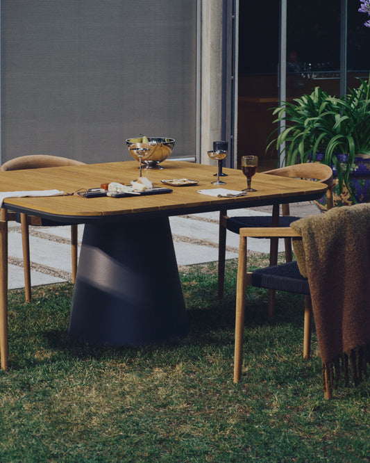 투돈스 사각 아웃도어 100%FSC 티크나무 테이블 알루미늄 프레임, 148 x 148 cm