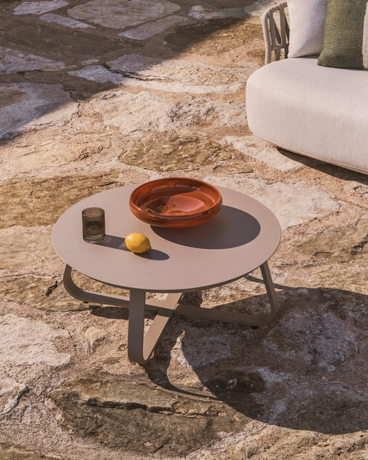 Tamaris taupe aluminium outdoor coffee table Ø80cm