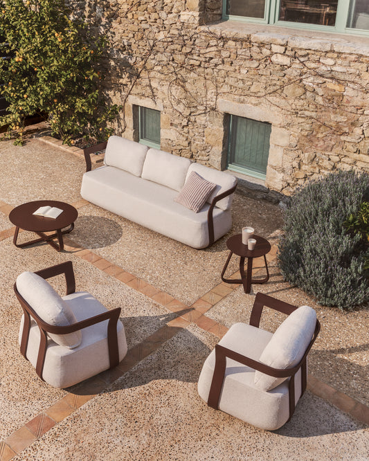 Tamaris brown aluminium 3-seater sofa 217cm