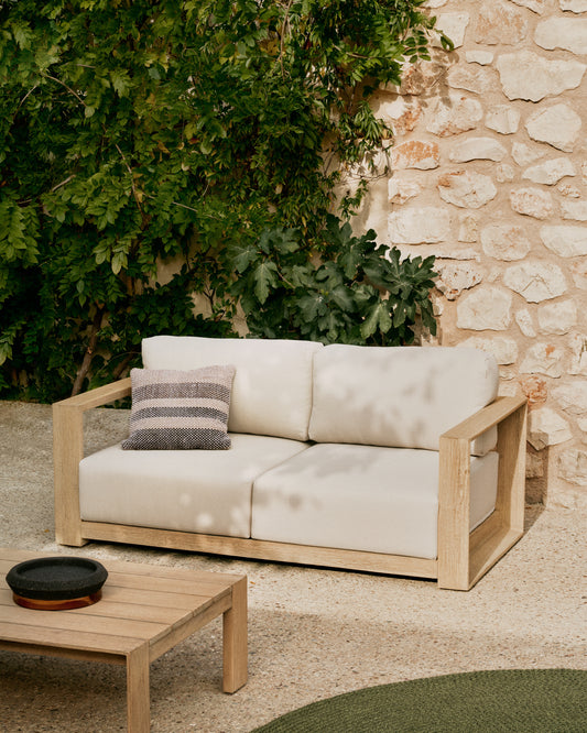 Ambra 2-seater sofa in solid acacia wood with light finish 174cm FSC 100%