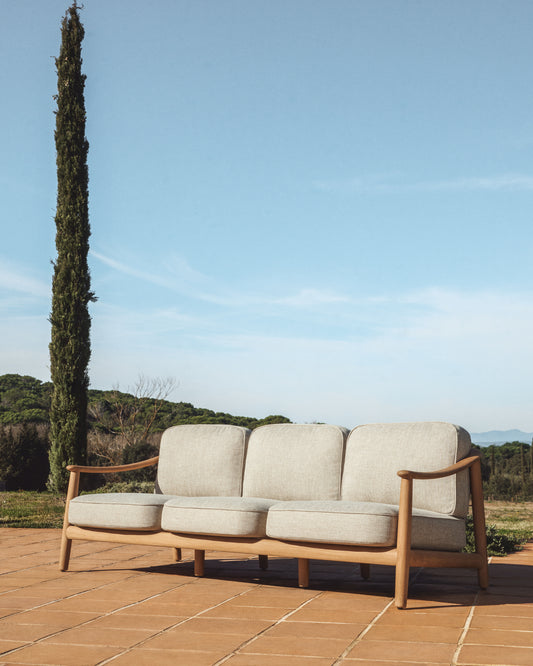 Elunda 3-seater outdoor sofa in solid teak wood FSC 100% 215cm