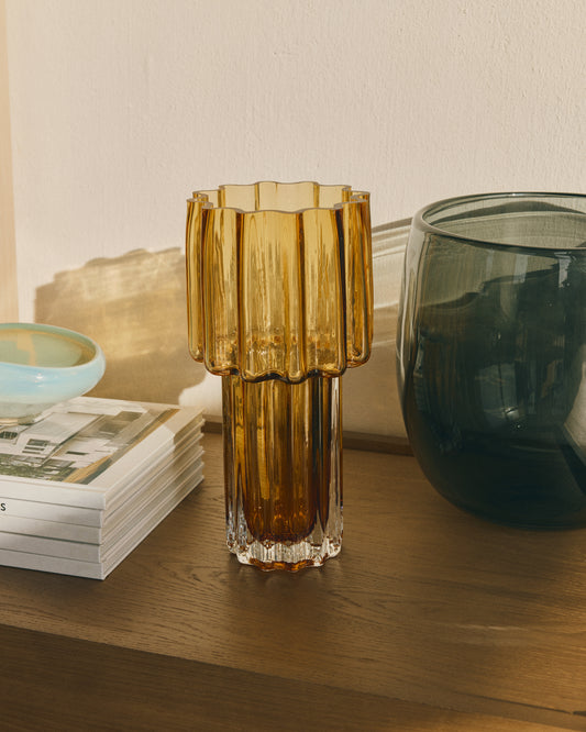 Cristila orange glass vase 30cm