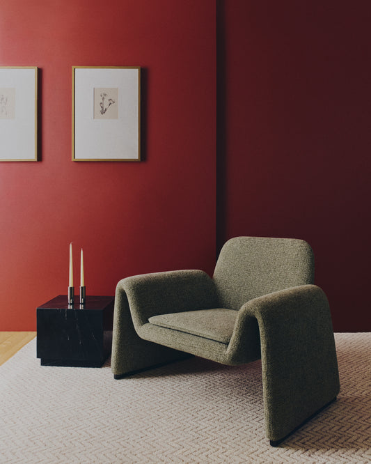 Melvia green chenille armchair