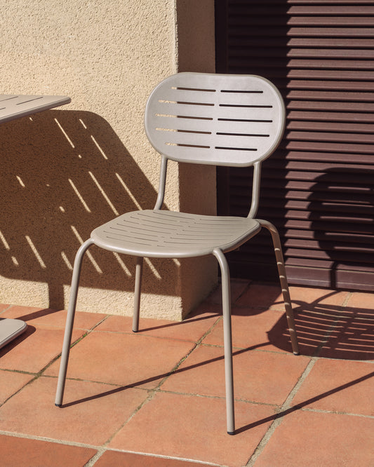 Brai outdoor stackable chair in taupe galvanised steel