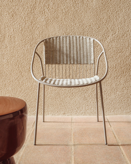 Atrani stackable chair in galvanized steel and taupe rope
