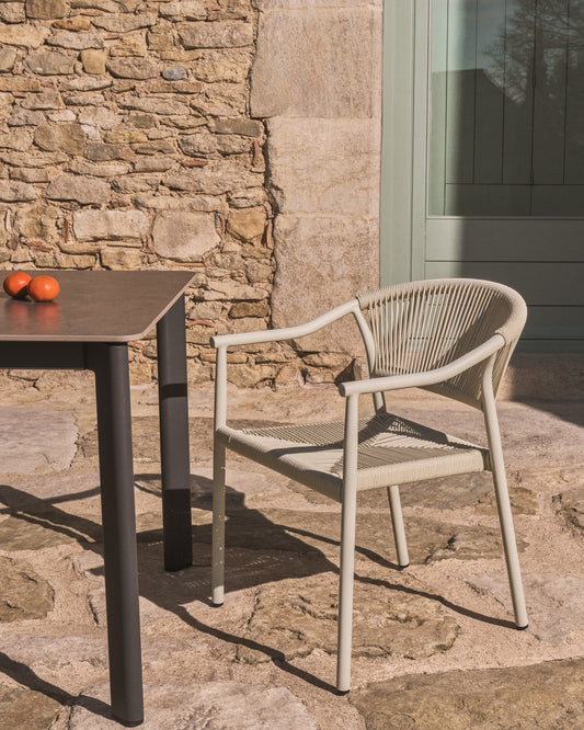 Livadia stackable outdoor chair in ecru aluminium