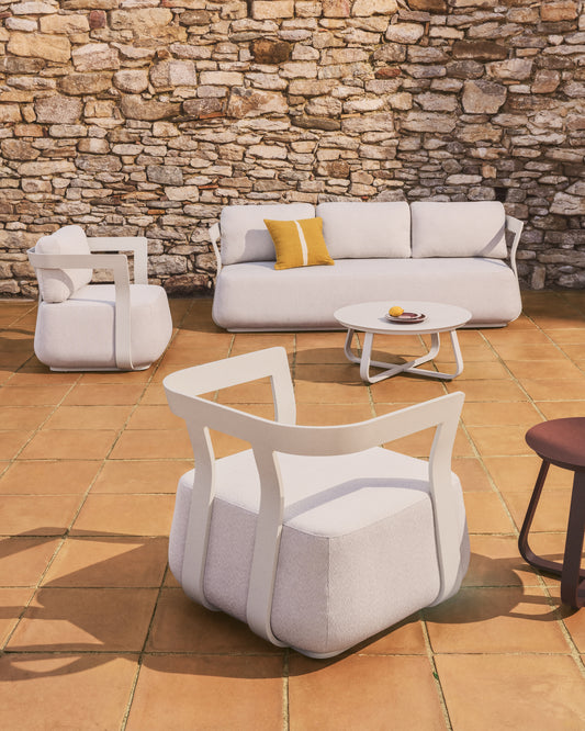 Tamaris taupe aluminium 3-seater sofa 217cm