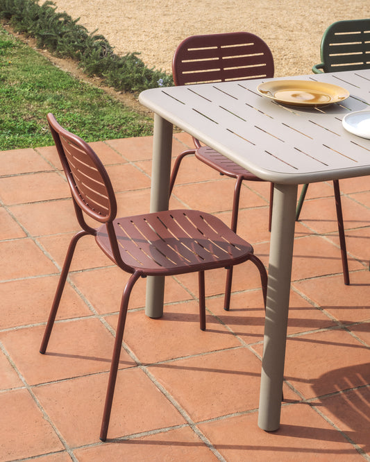 Brai outdoor stackable chair in burgundy galvanised steel