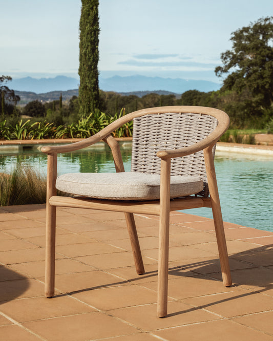 Elunda stackable outdoor chair in solid teak wood FSC 100%