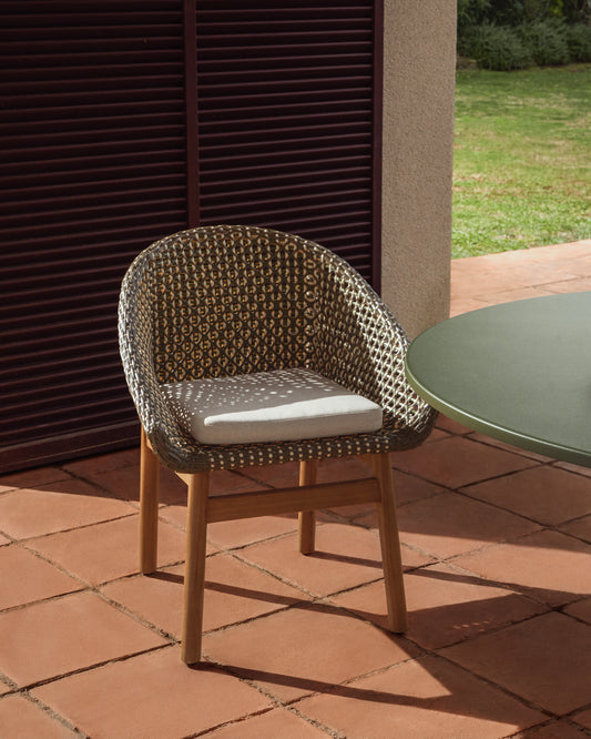 Olbia chair in synthetic rattan and FSC 100% solid teak wood