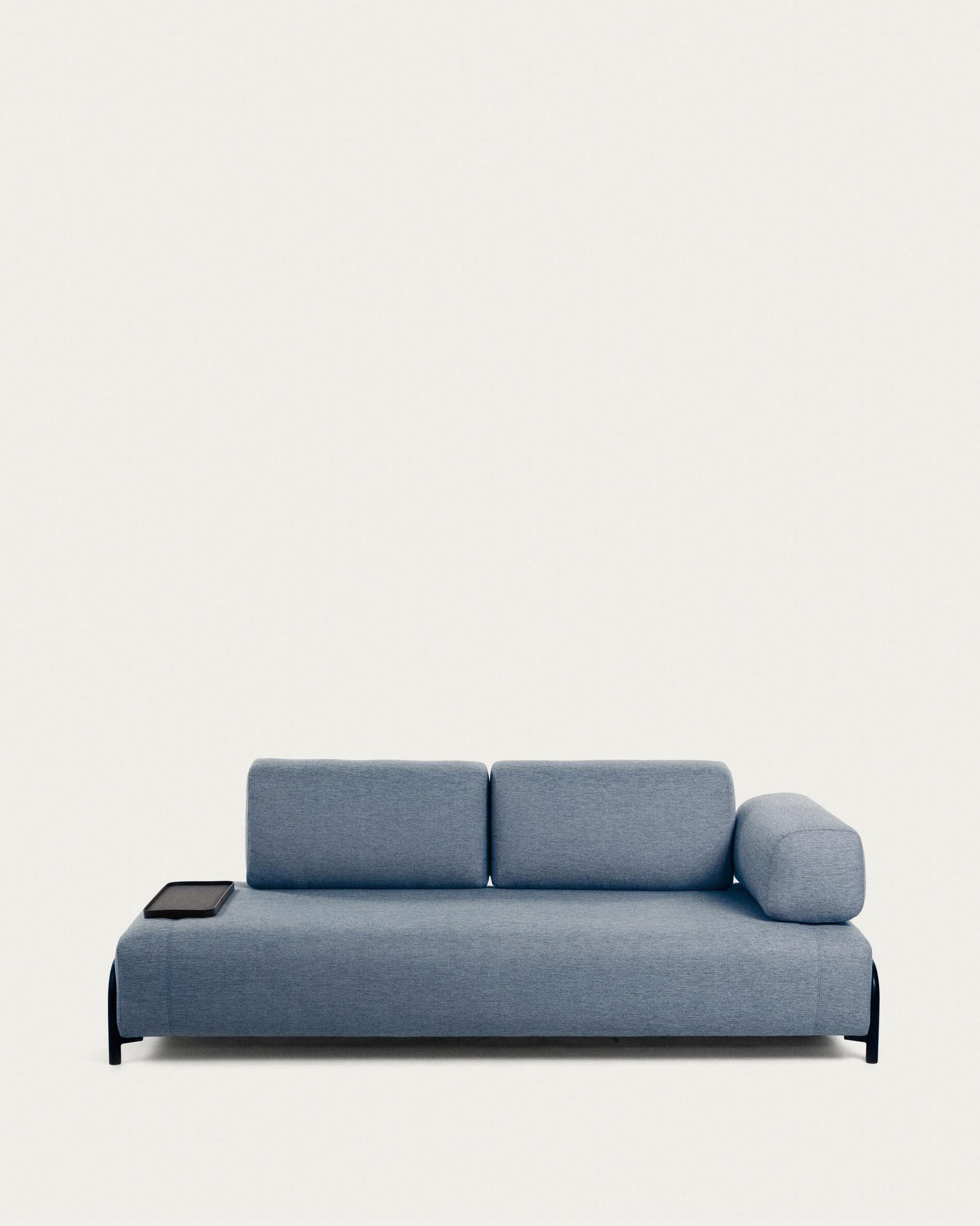 Compo 3-seater sofa in blue with small tray 232 cm – Kave Home Korea
