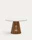 Alcaufar round outdoor table made of solid teak wood and white cement Ø 120 cm