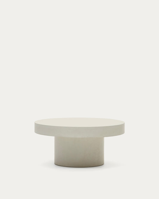 Aiguablava round coffee table in white cement, Ø 90 cm