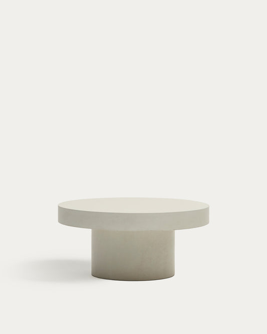 Aiguablava round coffee table in white cement, Ø 90 cm