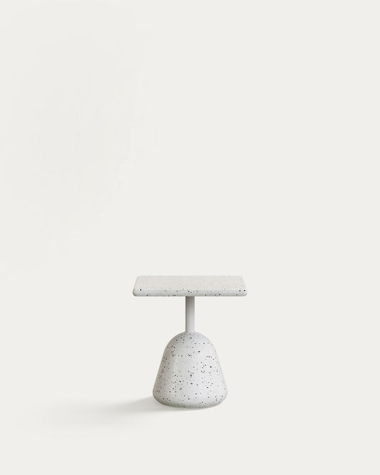 Saura coffee table with white terrazzo top and white terrazzo base 44x44x48cm