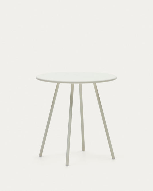 Montjoi round outdoor table in steel with a white finish, Ø 70 cm